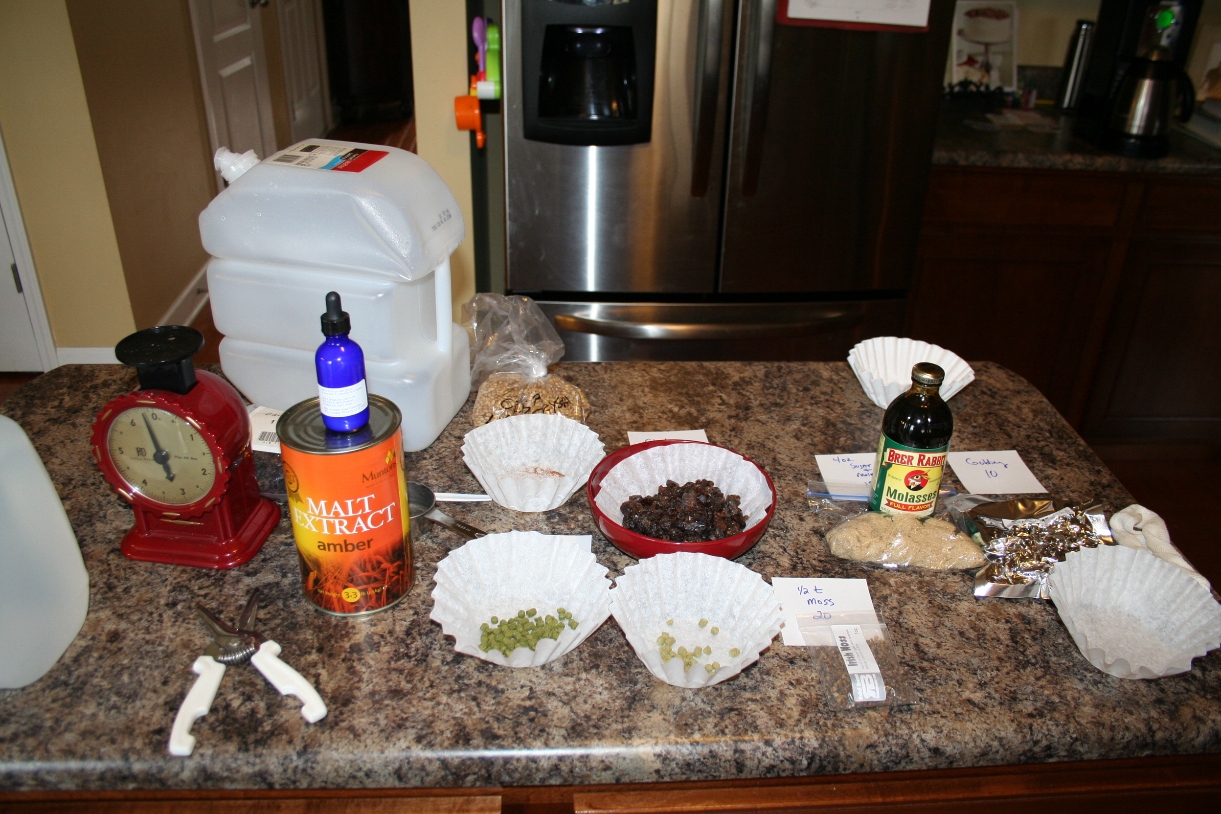Brown Ale ingredients assembled and ready to go